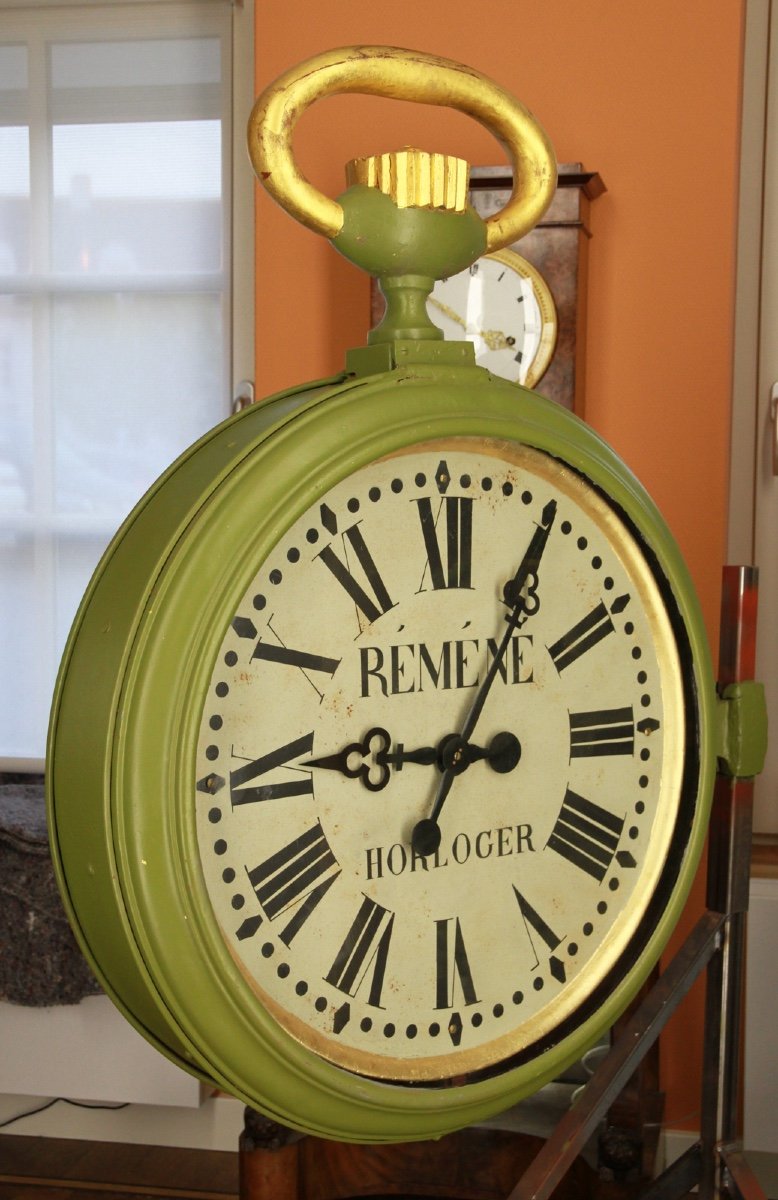 Public Clock In The Form Of A Double Sided Pocket Watch As An Advertisement For A Watchmaker-photo-2