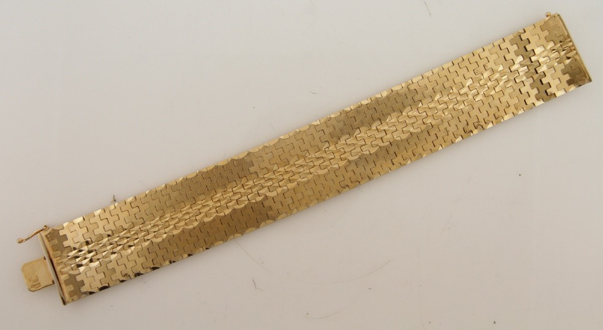 Bracelet Large En Plaqué Or Forme Géométrique-photo-2