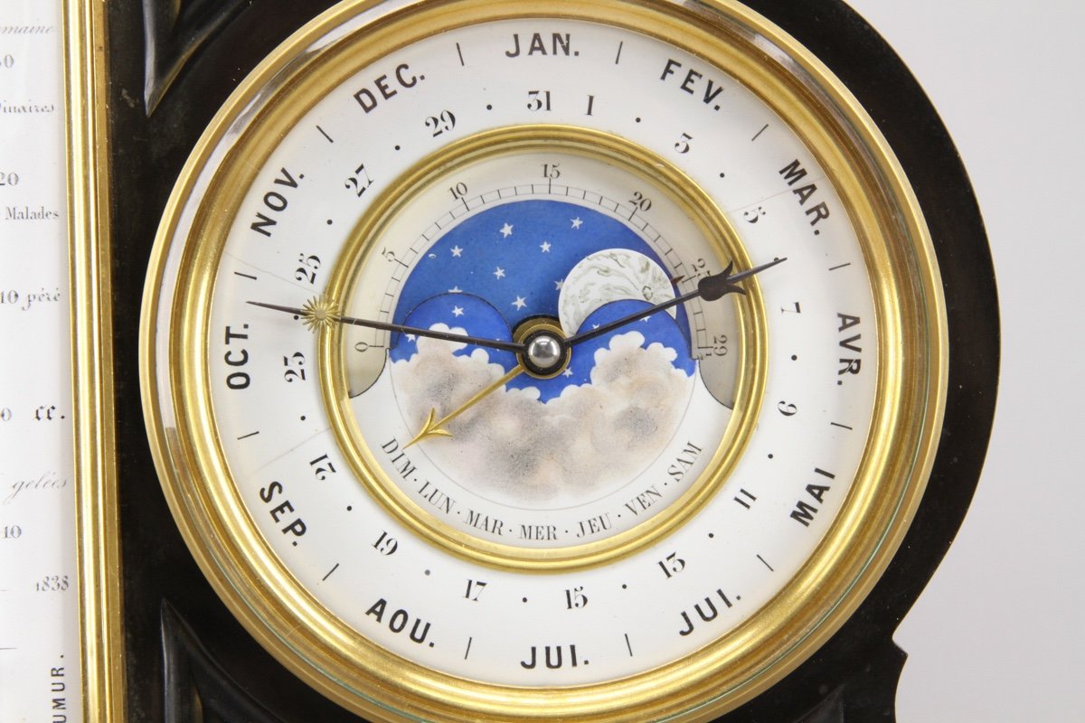 Pendulum, Barometer, Perpetual Calendar, Moon, Date, Month, Week. Escapement Coupe Perdu-photo-3