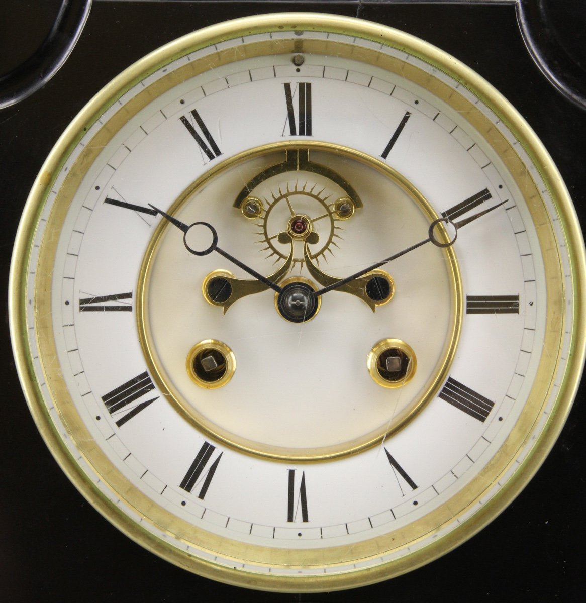 Pendulum In Black Marble Visible Brocot Escapement With Perpetual Calendar And Moon-photo-4