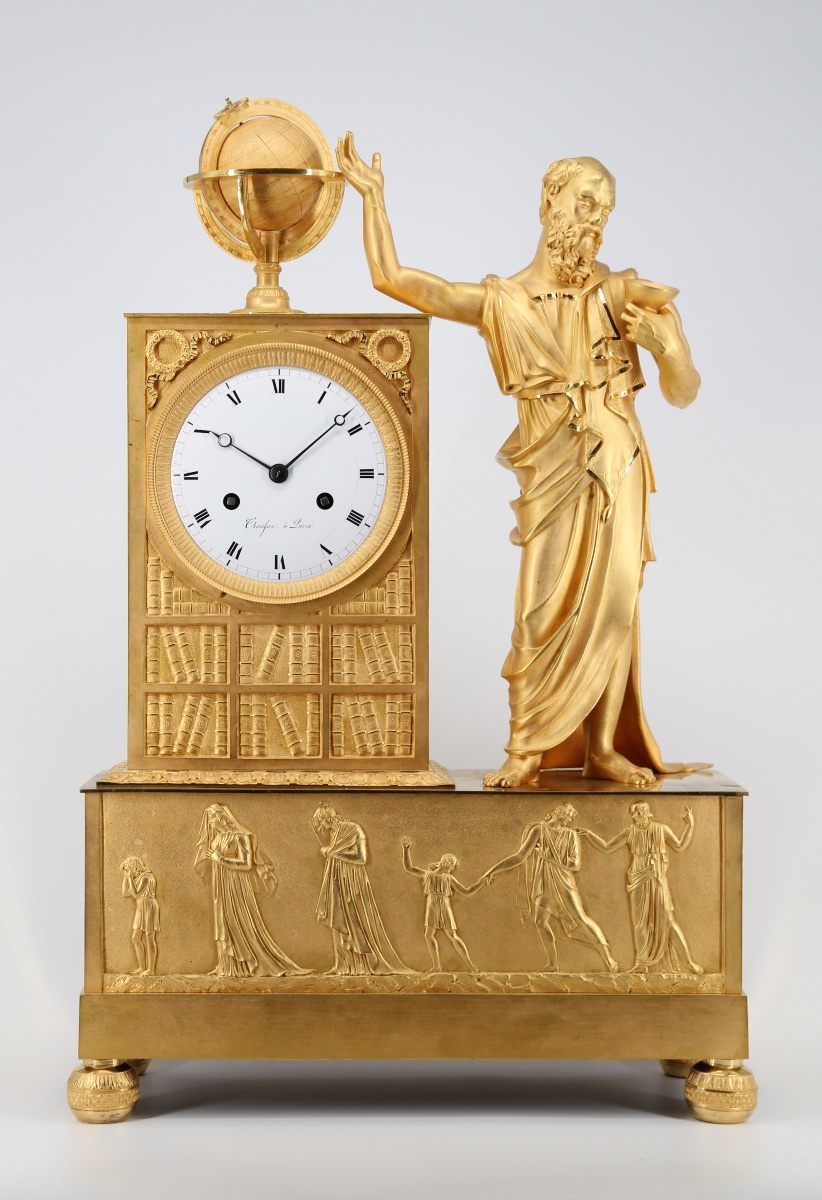 pendule philosophe Socrates avec coupe empoisonnée 1819
