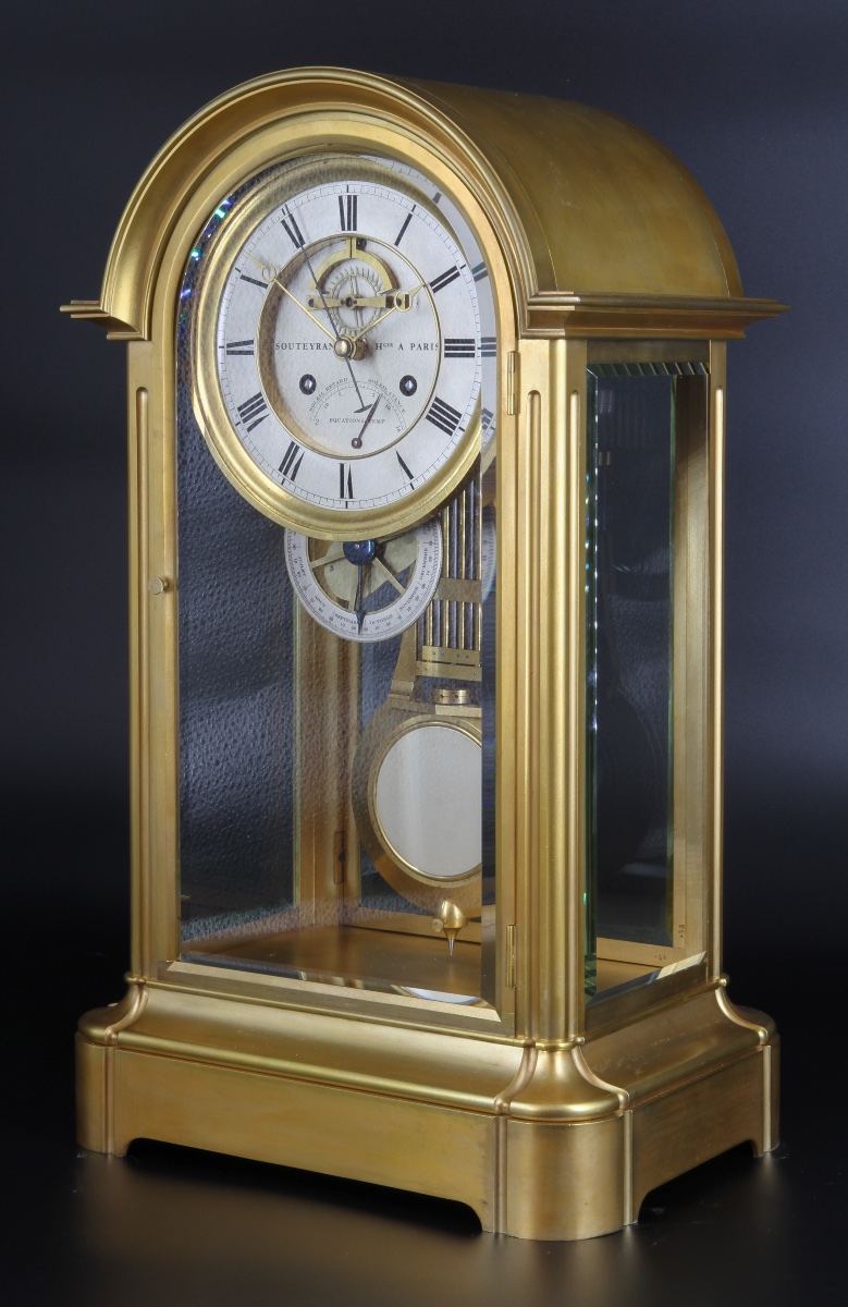 Pendule CAGE VITRÉE EN BRONZE DORÉ avec echappement visible, date et equation du temp-photo-2