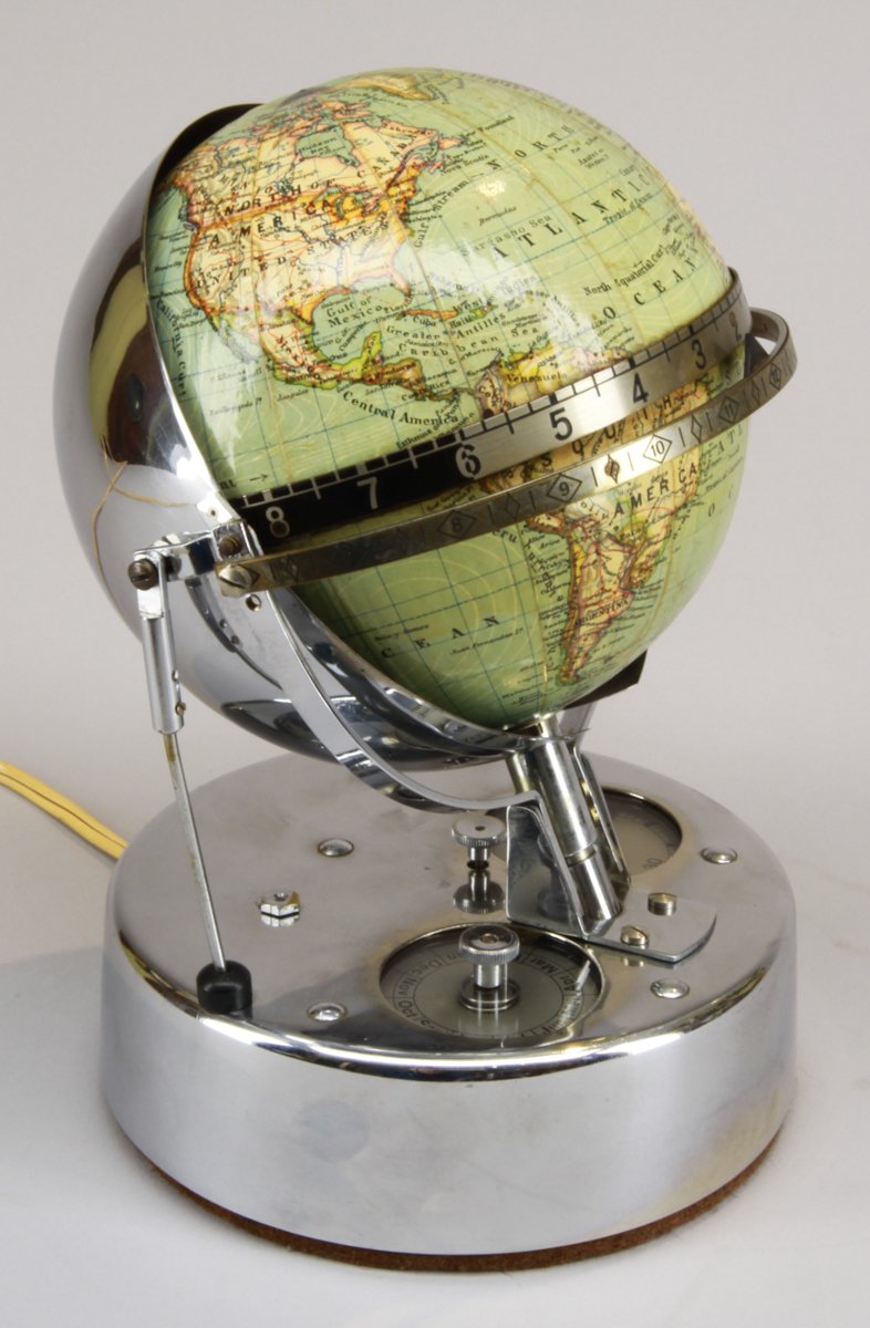 Globe, Globus Chromed Clock, Circa 1930