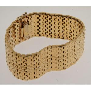 Wide Bracelet In Gold Plated Geometric Shape