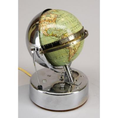 Globe, Globus Chromed Clock, Circa 1930