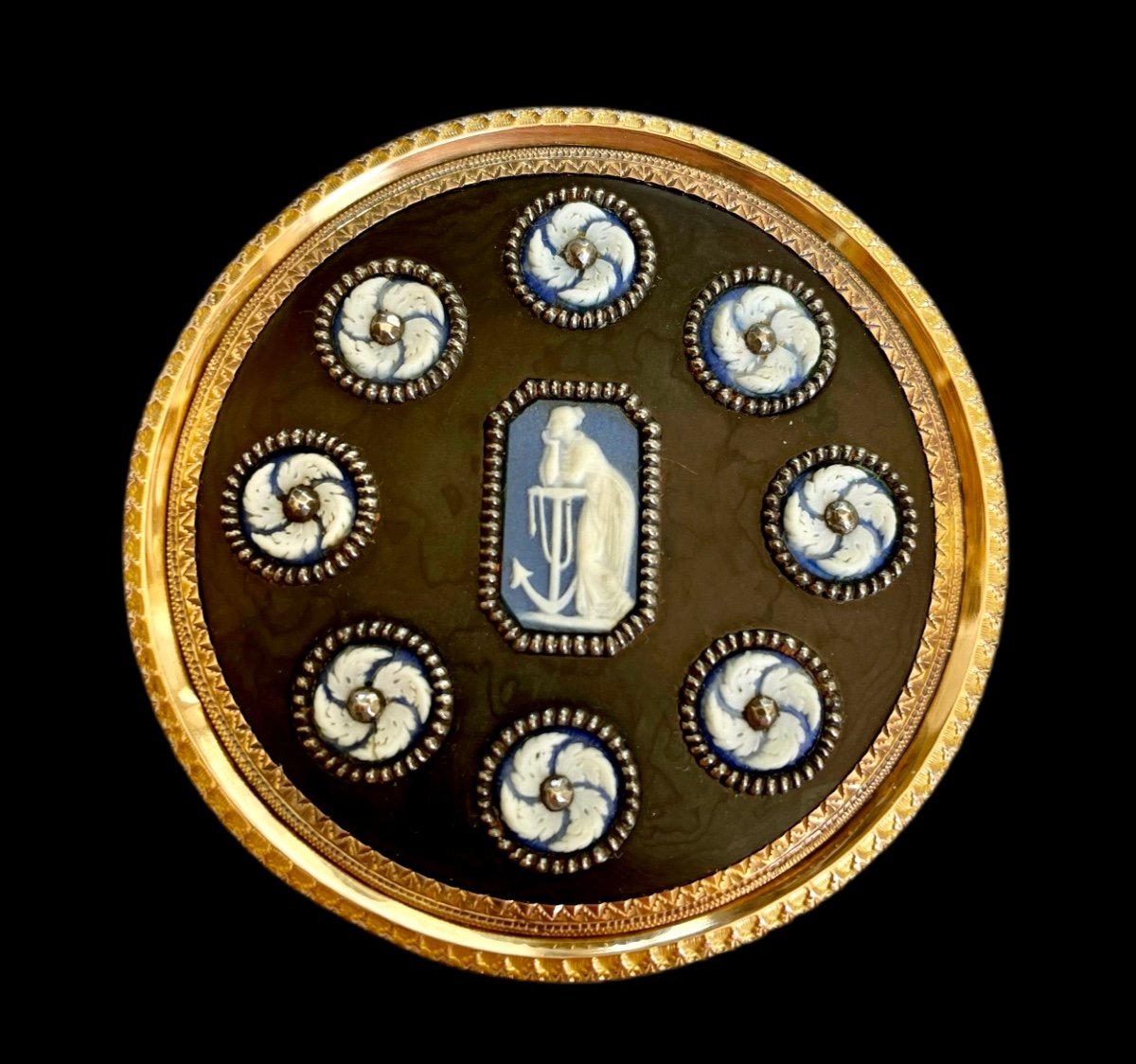 Bague Vintage Wedgwood En Jaspe Bleu Avec Ange - Taille 6, Argent 925, Hallmarks, Occasion